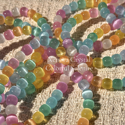 Colorful Selenite Barrel Bracelets
